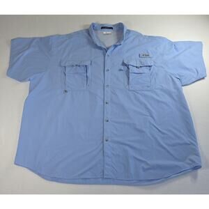 Columbia Men's PFG Bahama II Blue Short Sleeve Fishing Shirt 5X